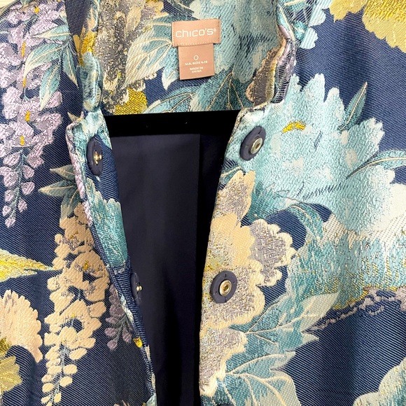 Chico’s Blue Floral Embroidered Jacket - Picture 10 of 12
